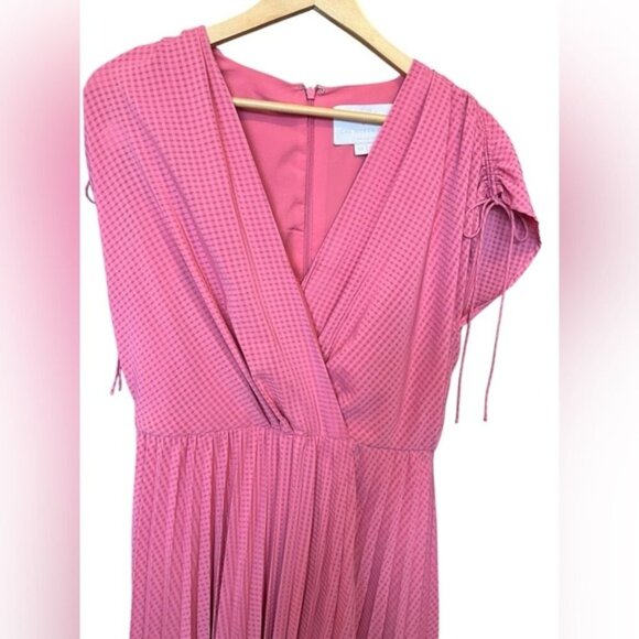 Gal Meets Glam Angelica Pleated Ruched Shoulder Dress Dried Rose Pink Size 10 - Picture 3 of 8